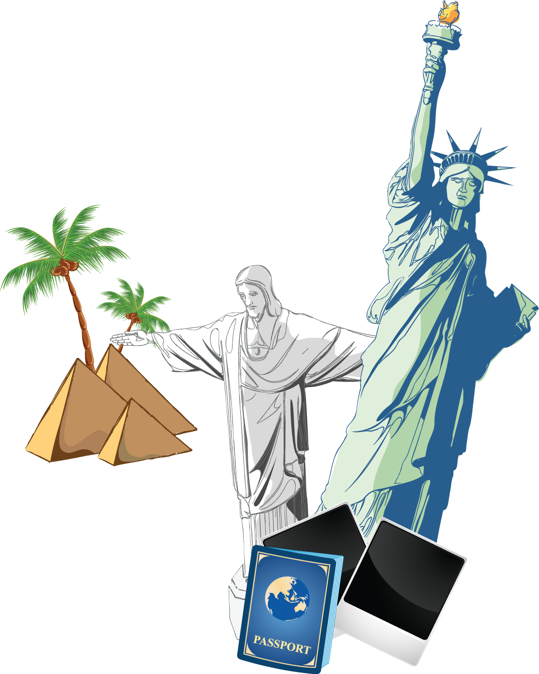 euclidean vector illustration our lady of the united states travel poster coconut tree vector material