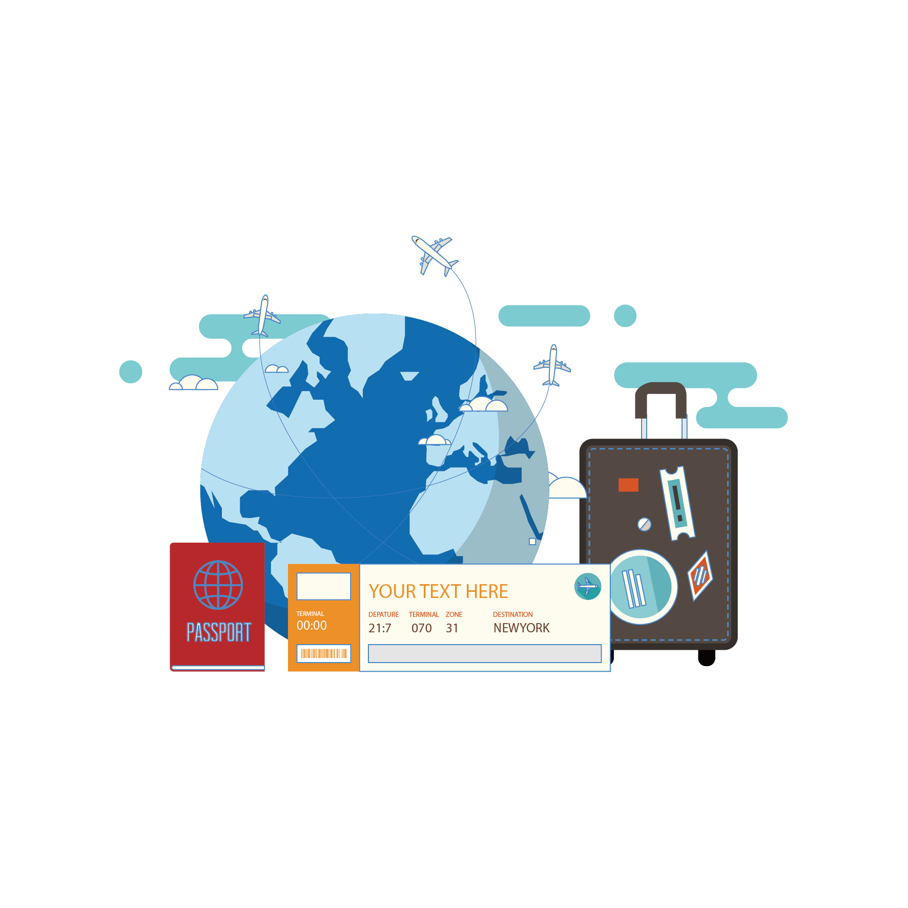 flight indemnity passenger organization travel vector global tourism material