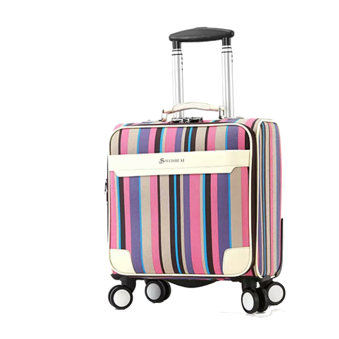 hand luggage suitcase baggage travel striped suitcase