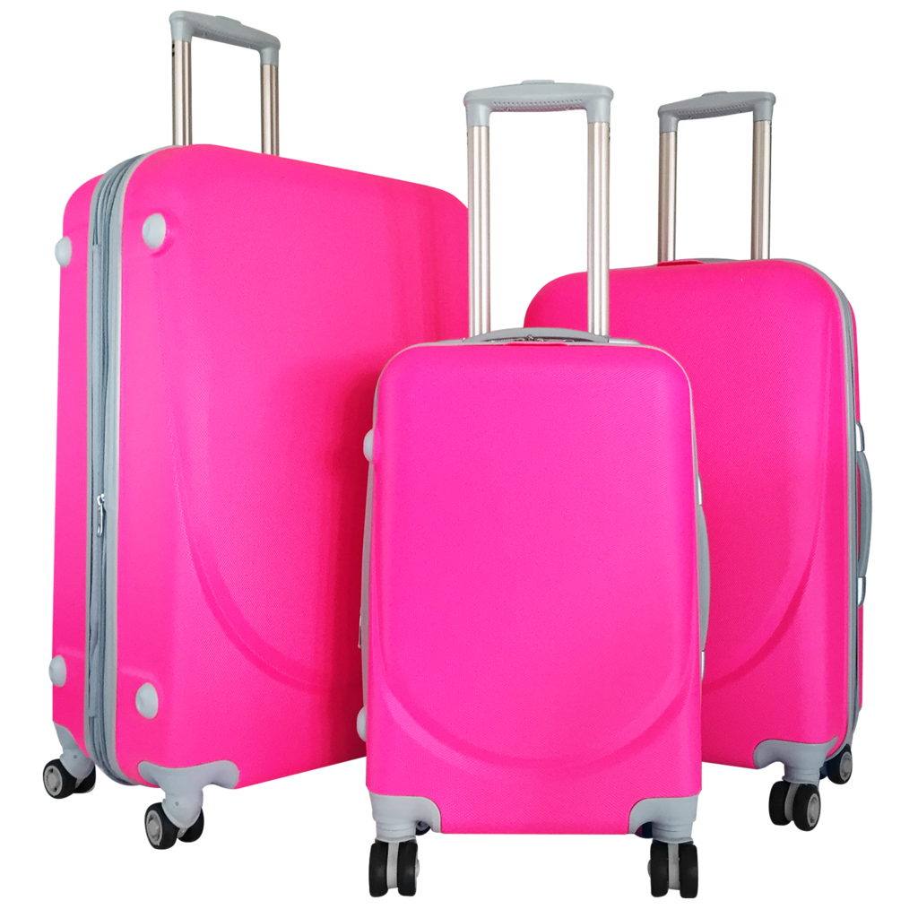 Pink Hard-Shell Suitcase Set, Three Sizes