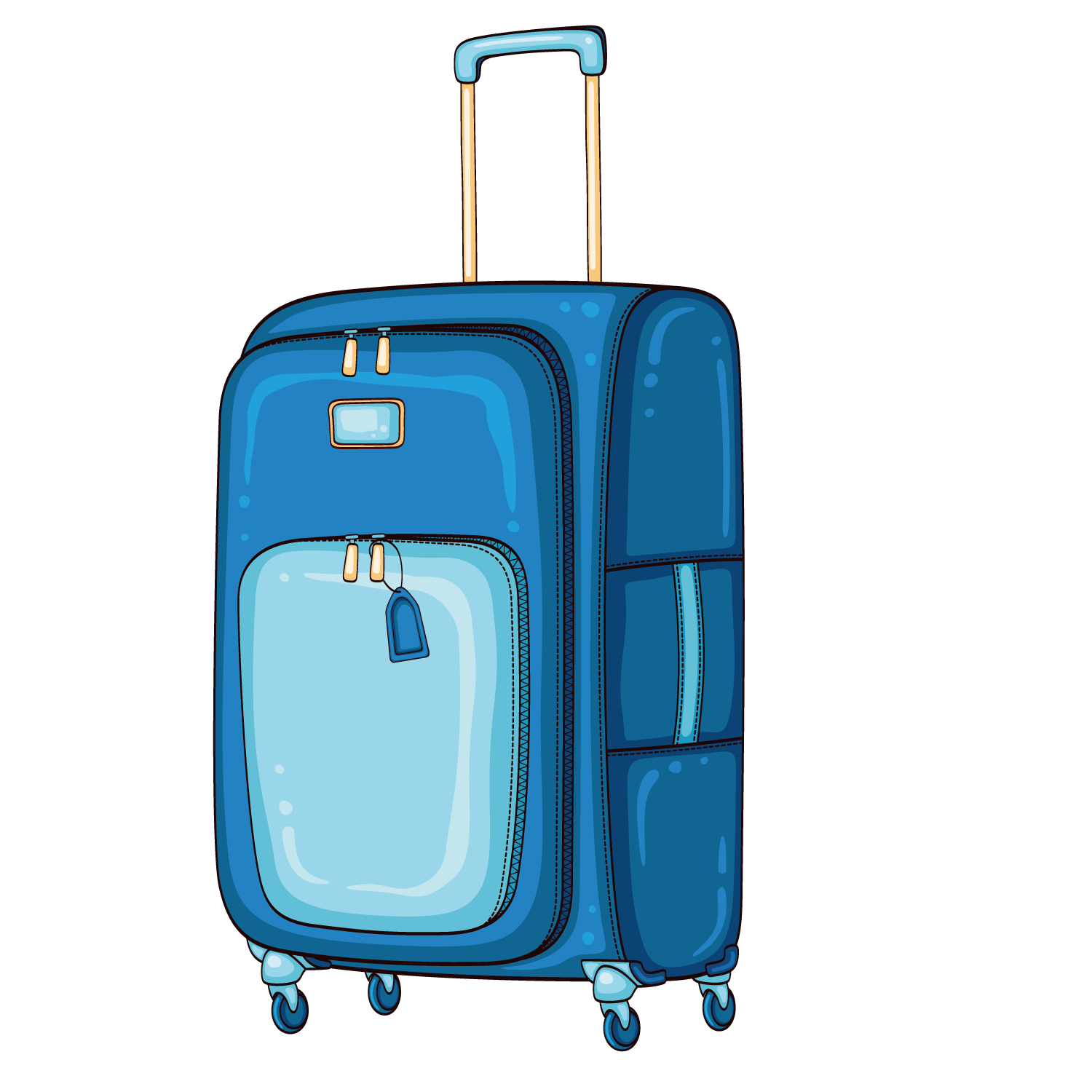 Blue Rolling Suitcase with Spinner Wheels