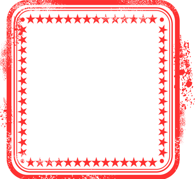 Red Distressed Rubber Stamp Frame with Stars