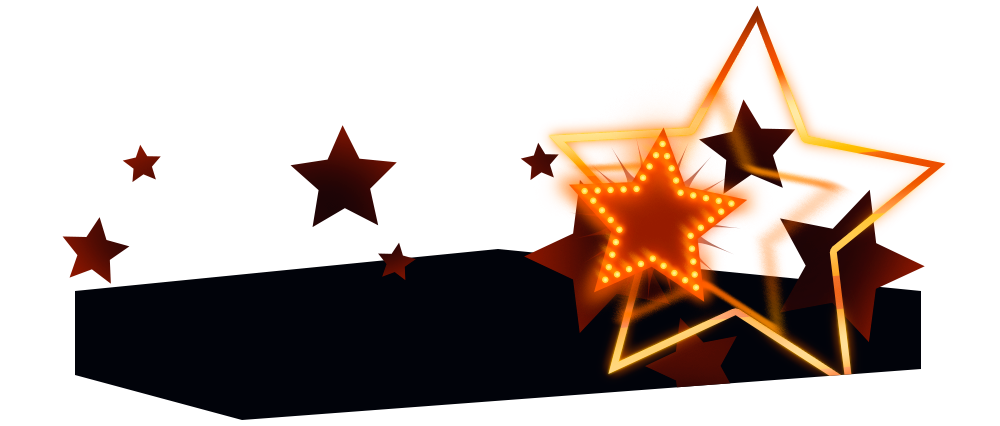 Glowing Orange Stars over Black Slab