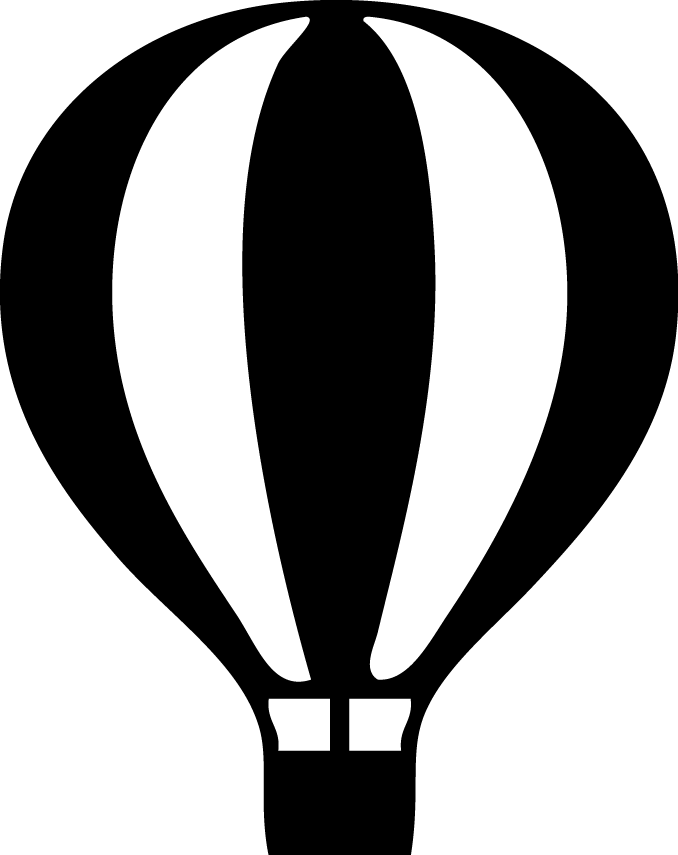 Black Hot Air Balloon Silhouette with Basket