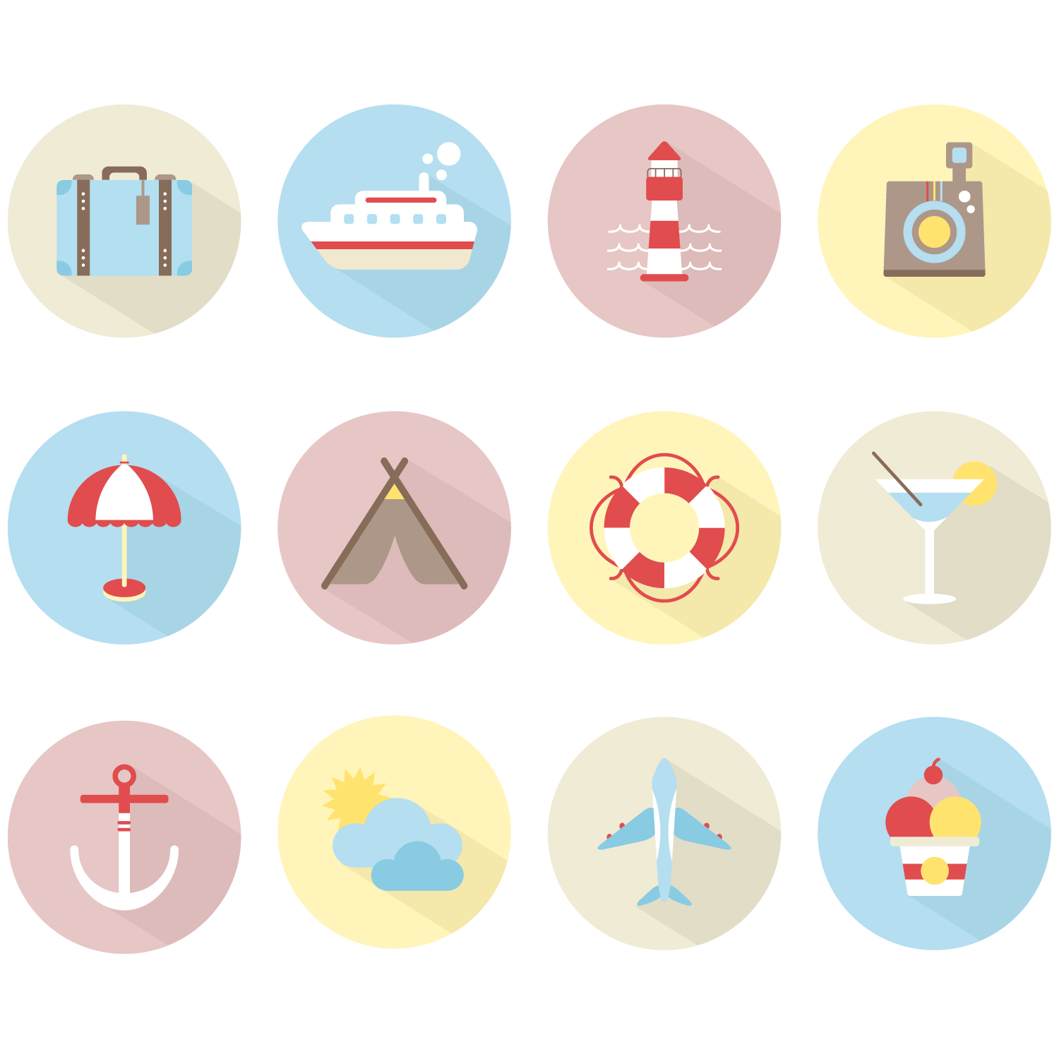 icon round travel icons vector material