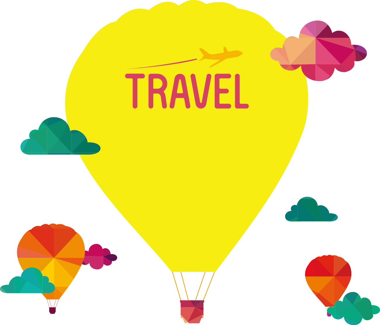india travel skyline illustration vector balloon clouds