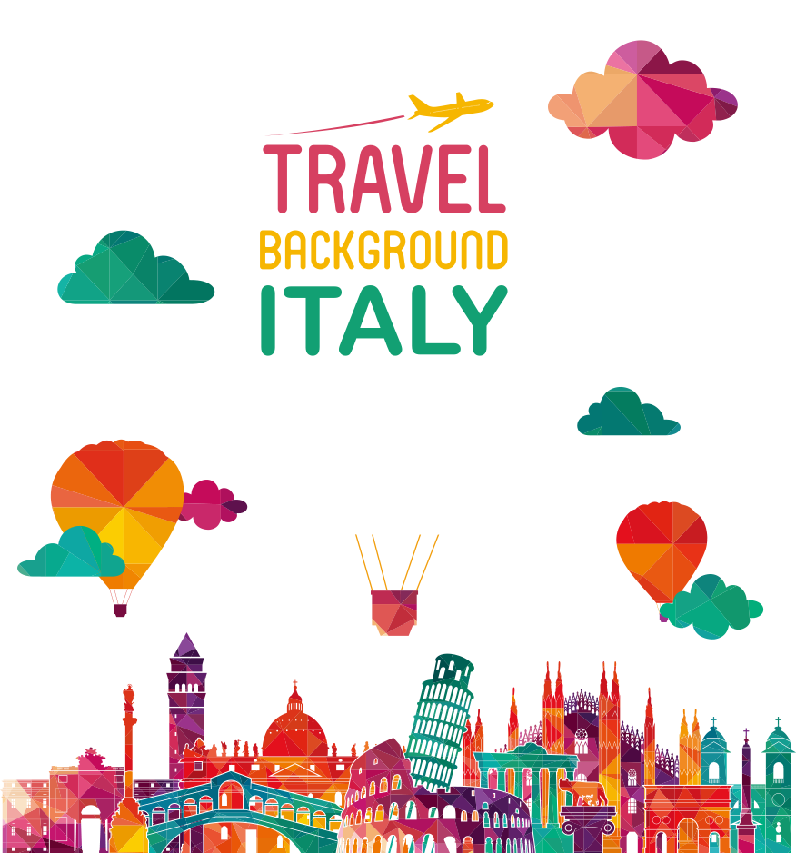 italy royalty free skyline illustration vector origami hot air balloon and monuments