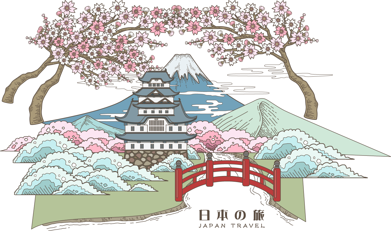 japan travel illustration decorative material japan travel