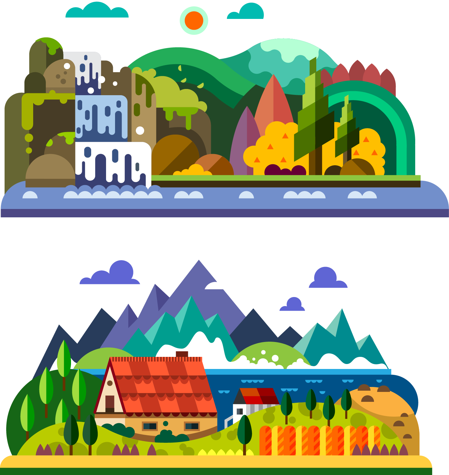 landscape village stock illustration illustration creative travel