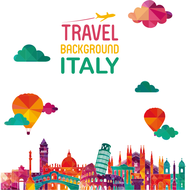 leaning tower of pisa travel line art illustration color city skyline