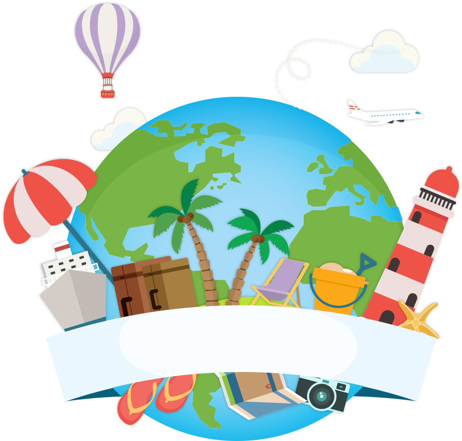 maldives travel tour guide vacation vector blue earth and balloon