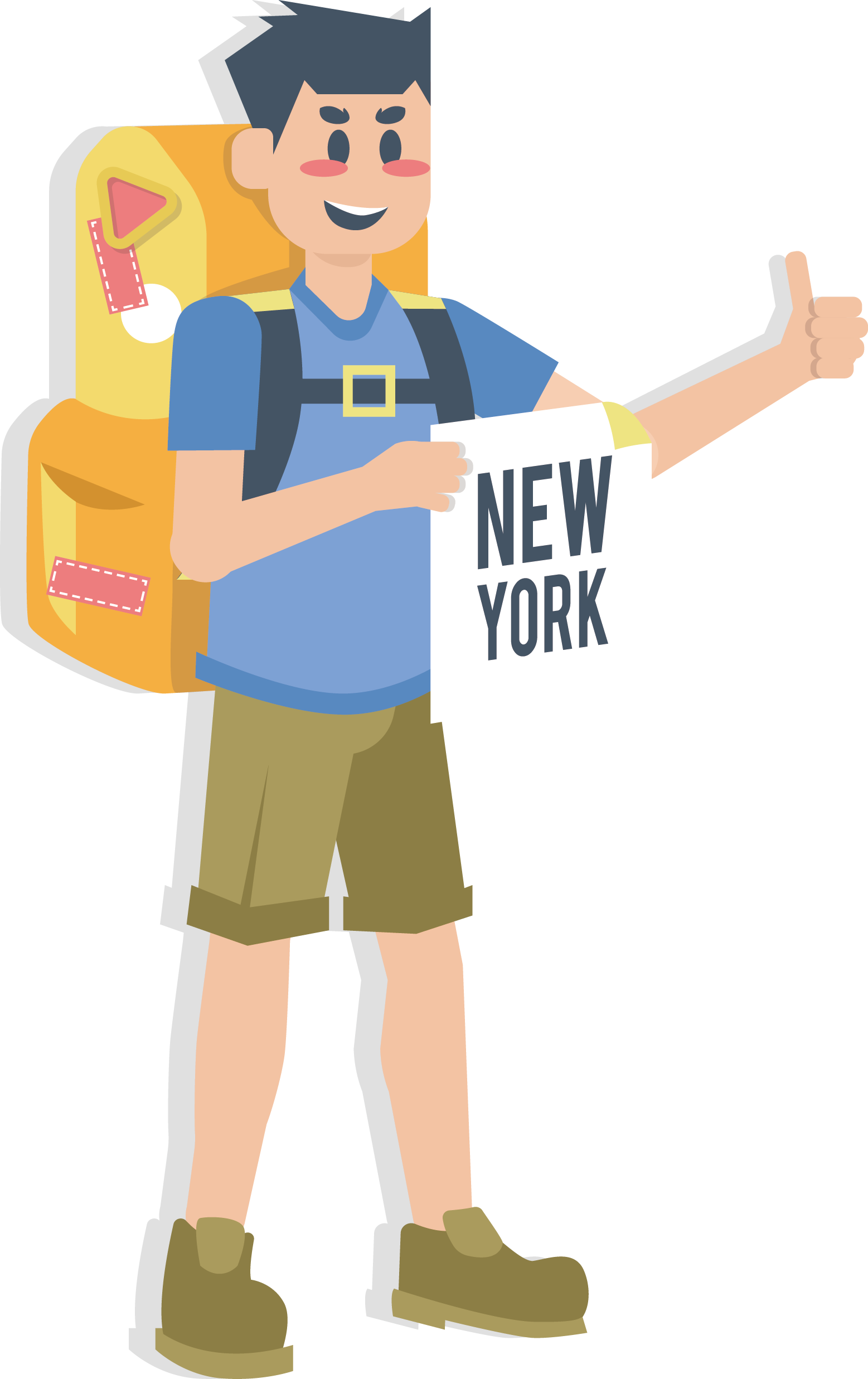 new york city travel illustration a person backpack travel