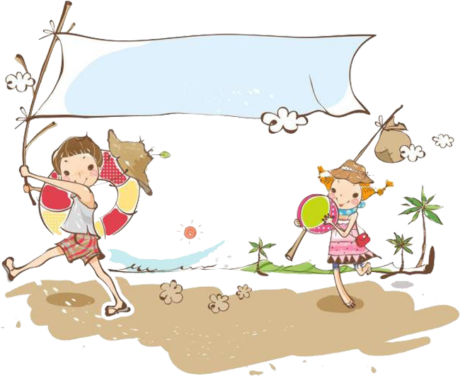 picnic cartoon illustration beach vacation travel