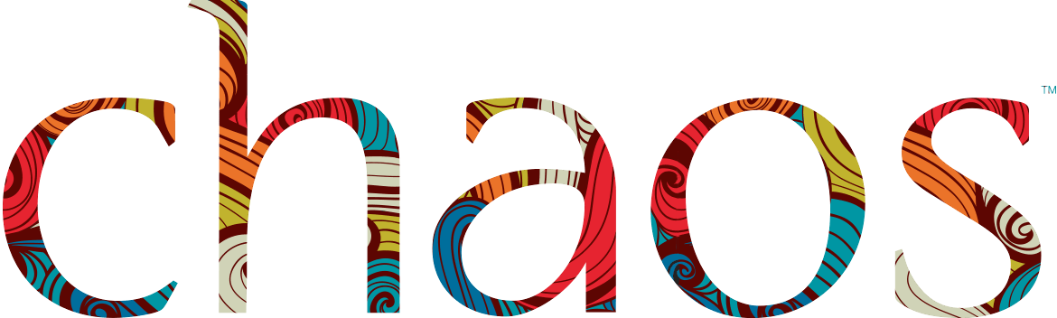 Chaos Wordmark with Swirling Multicolor Letters