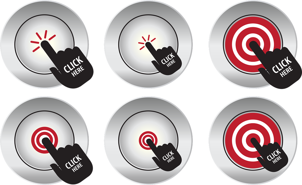 Silver Click Here Buttons with Hand Pointers