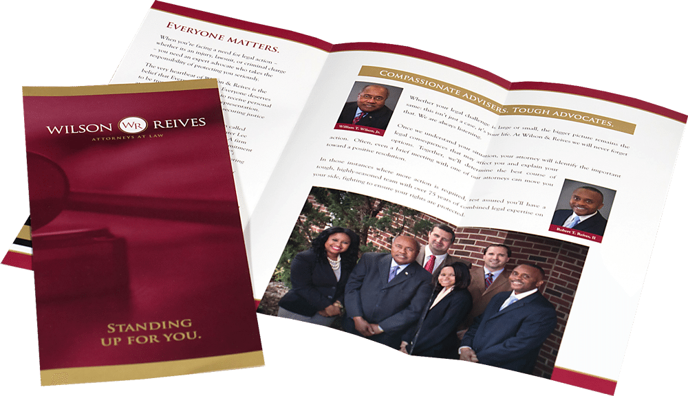 Maroon Law Firm Trifold Brochure with Gold Lettering