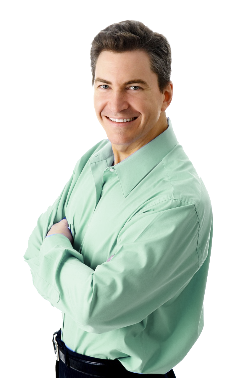 Smiling Man in Mint Green Shirt