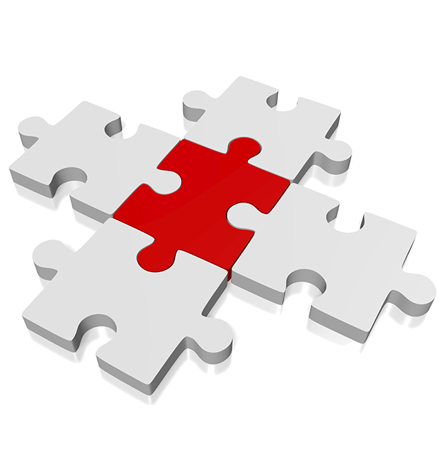 Red Center 3D Jigsaw Puzzle Pieces