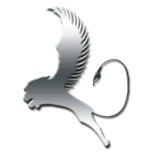 Chrome Silver Winged Lion Leaping Griffin