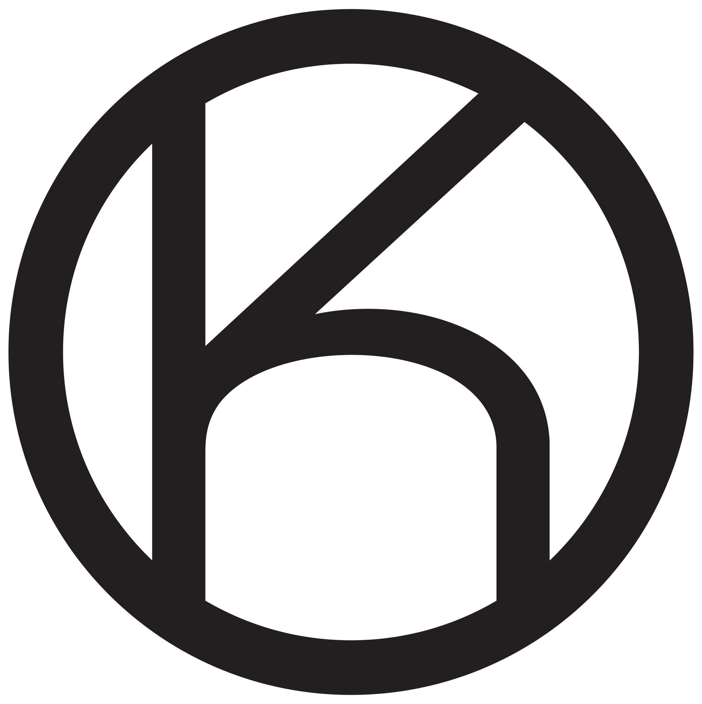 Dark Charcoal Circular Emblem with Diagonal Slash