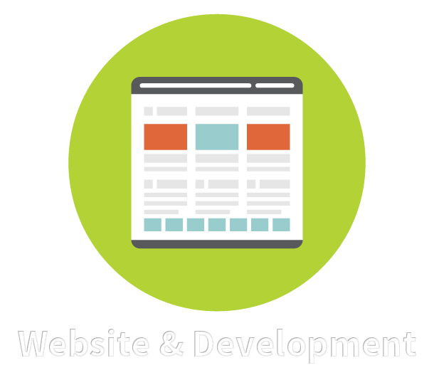 Browser Wireframe Icon with Lime Green Circle