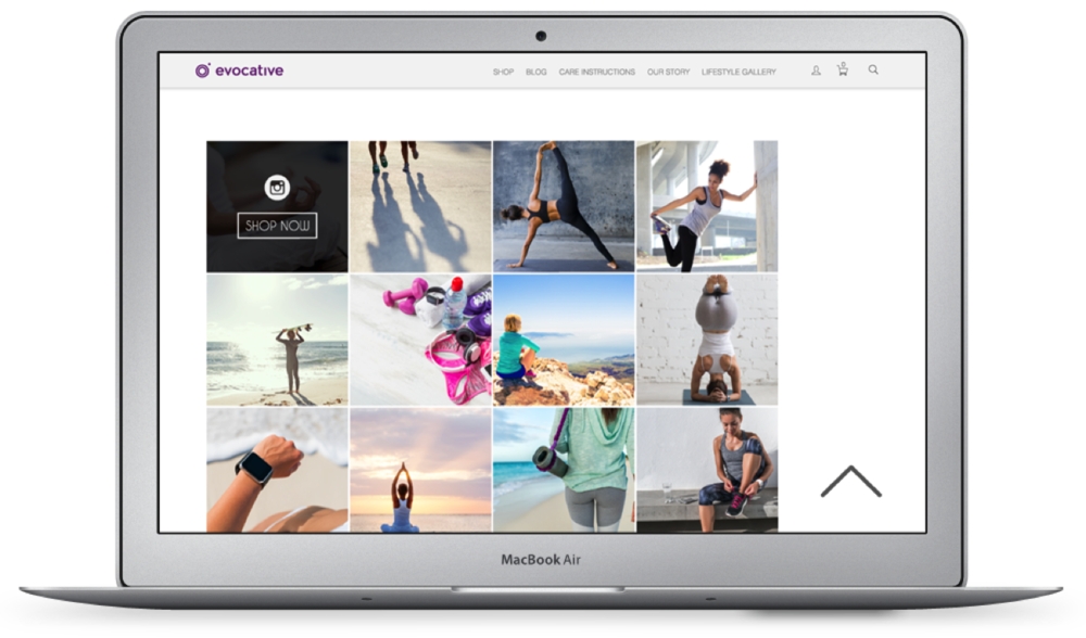 Silver Laptop Showing Fitness Shop Grid