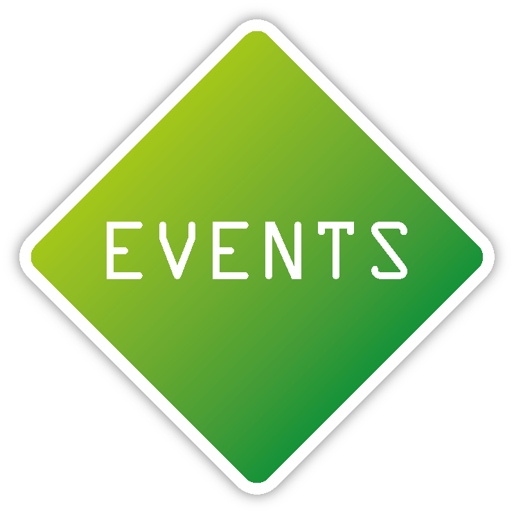 Green Diamond EVENTS Sign with White Border