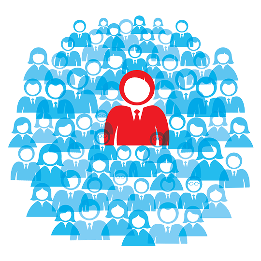 Red Businessman Icon Among Blue People