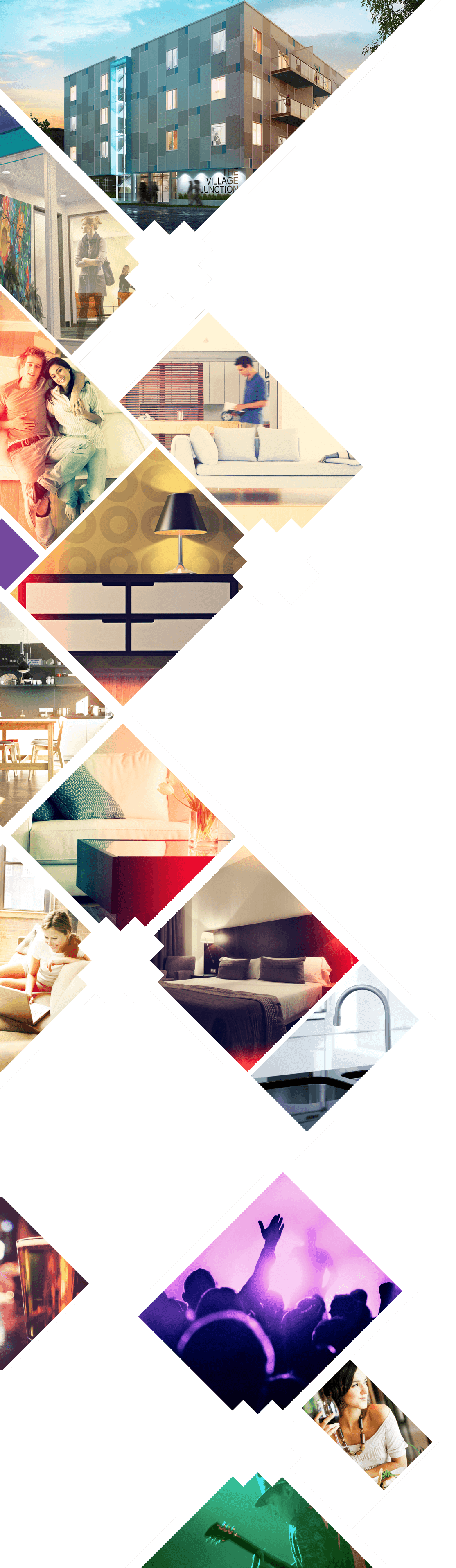 Apartment Building Collage in Diamond Frames