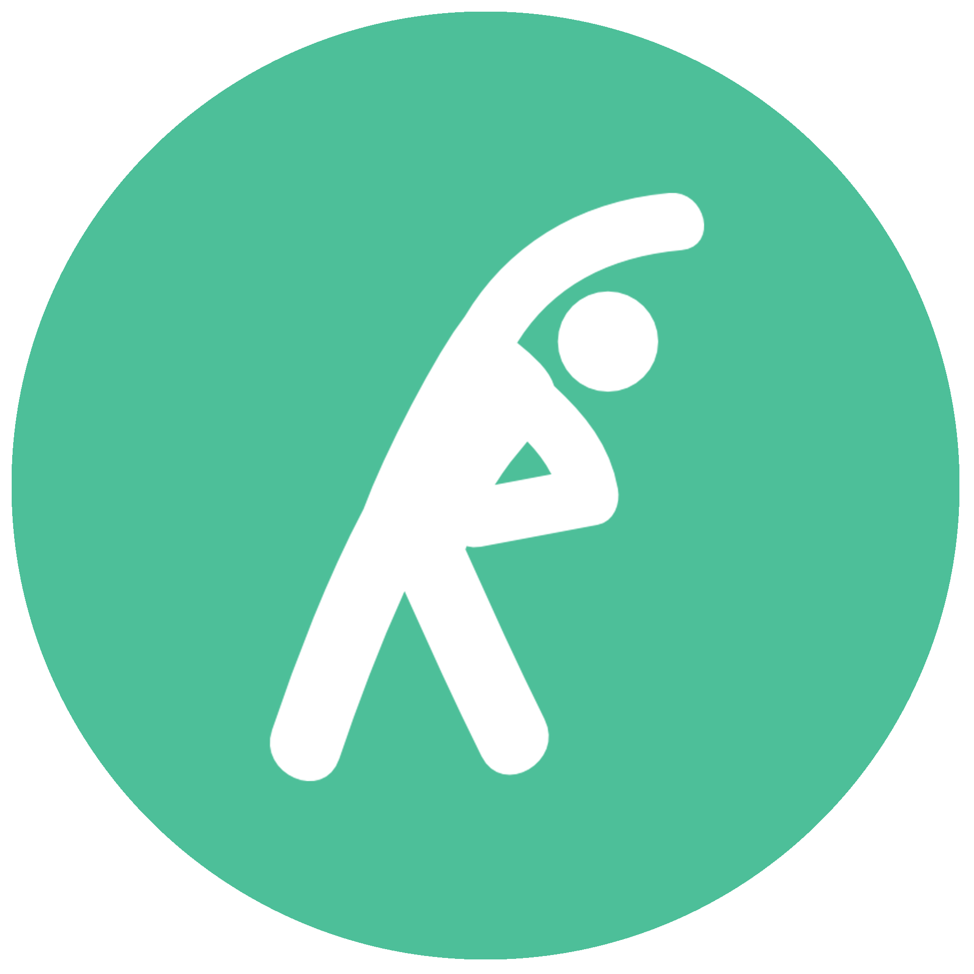 White Stick Figure Stretching in Green Circle