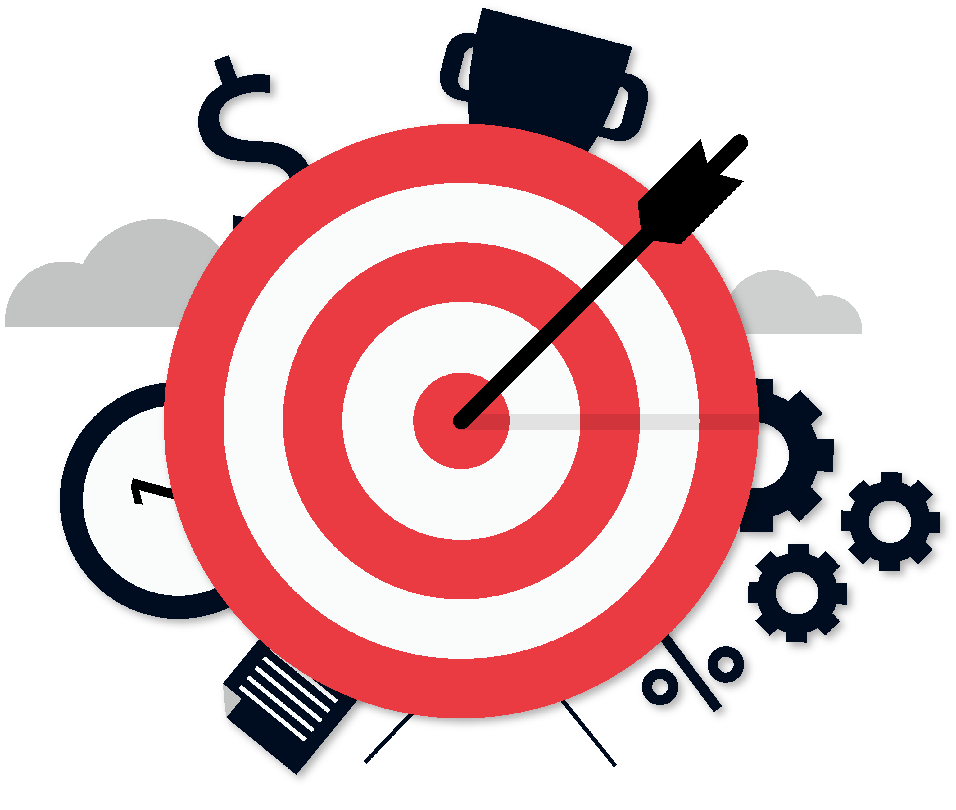 Red Bullseye Target with Arrow and Icons