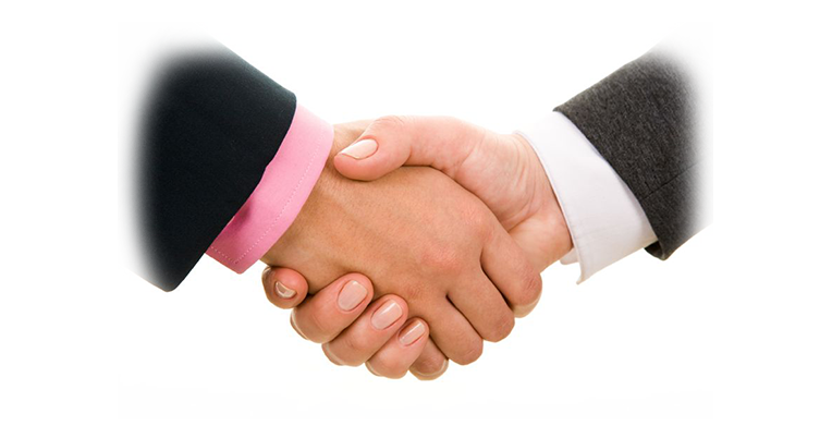 Business Handshake Navy and Grey Suits