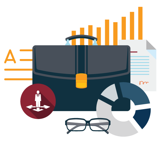 Flat Dark Briefcase with Orange Charts