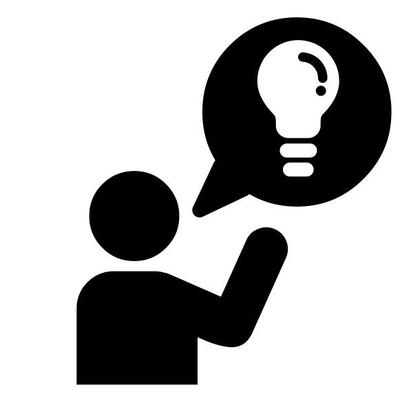 Person Icon with Lightbulb Speech Bubble