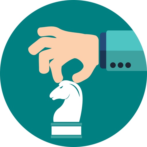 Hand Placing White Chess Knight on Teal