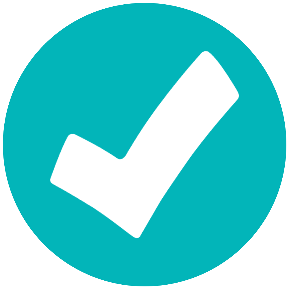 Teal Checkmark Badge Icon, Bold White Tick