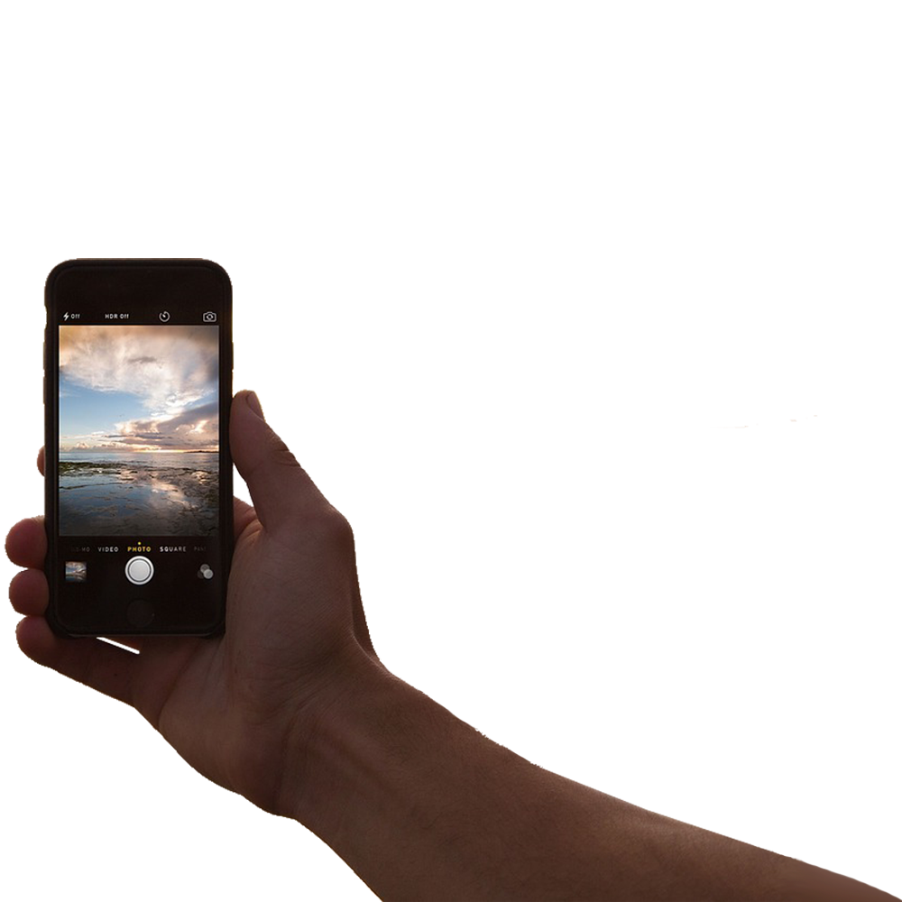 Hand Holding Smartphone Showing Sunset Photo