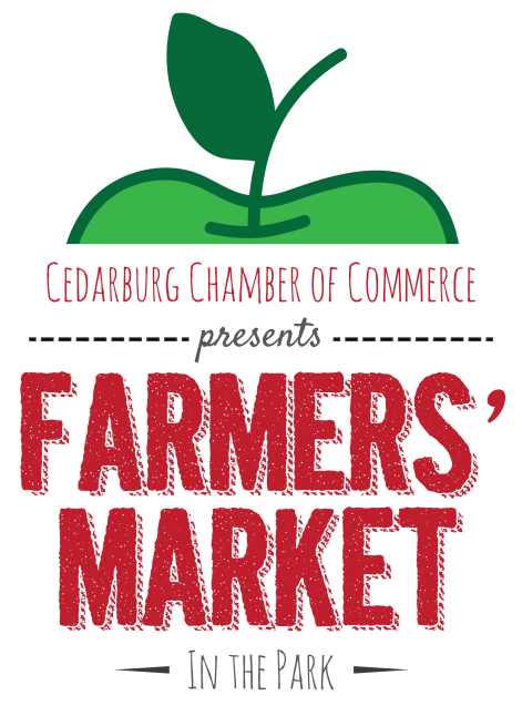 Green Apple Logo with Red Farmers Market Lettering