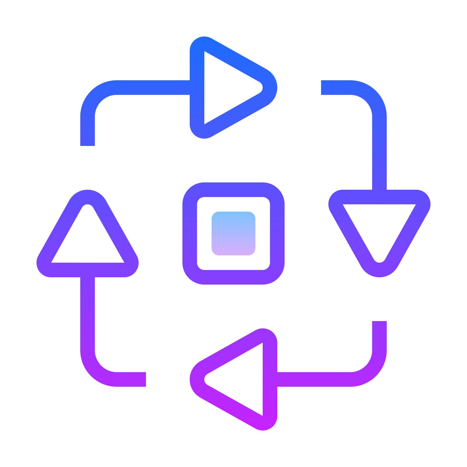 Gradient Processor Chip Icon with Looping Arrows