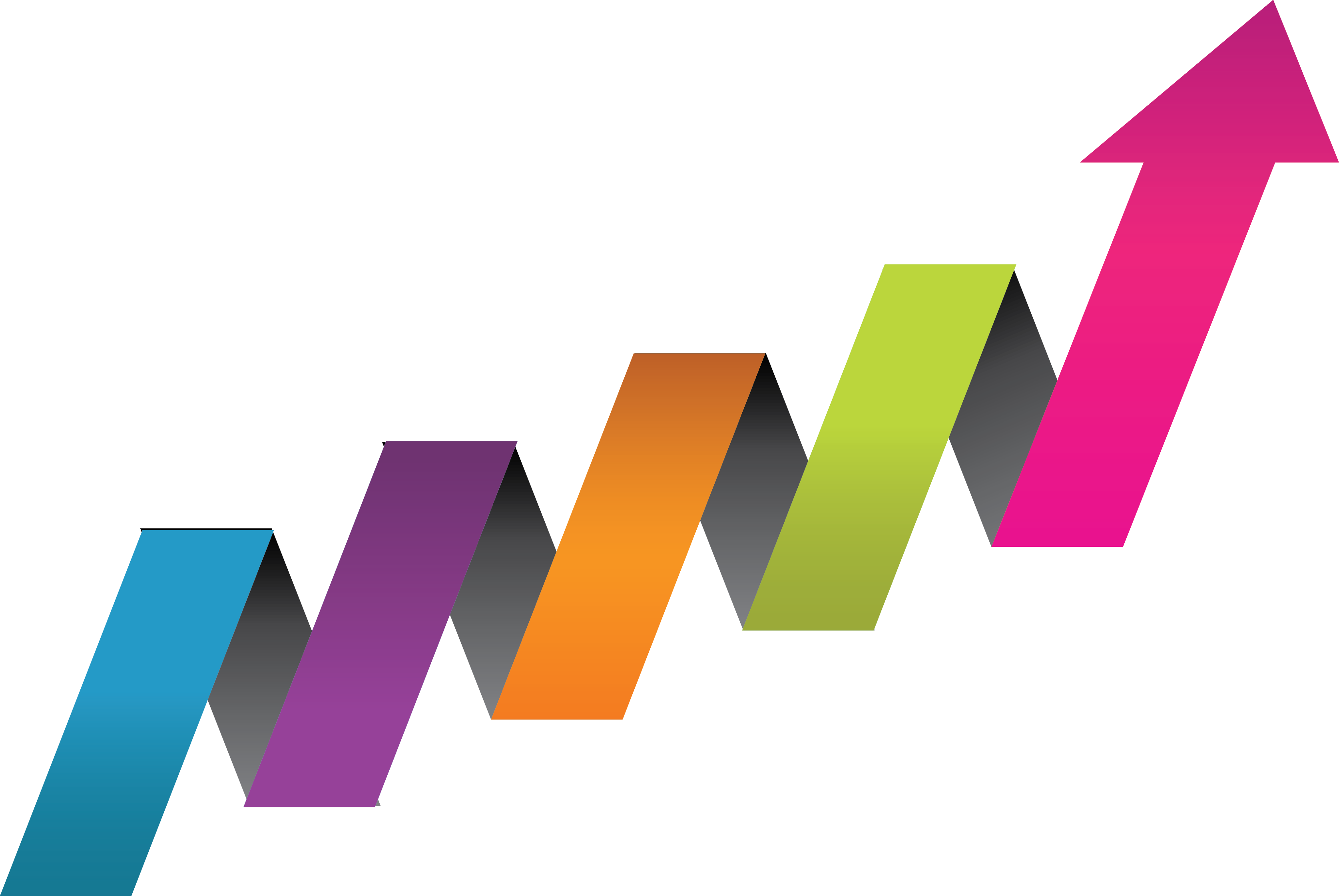 Zigzag Growth Arrow in Multicolor Bars