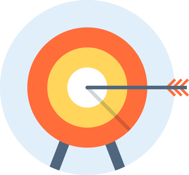 Flat Orange Yellow Bullseye Target with Arrow