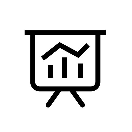 Black Line Icon of Rising Chart Board
