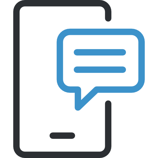 Smartphone Speech Bubble Icon in Blue Line Style
