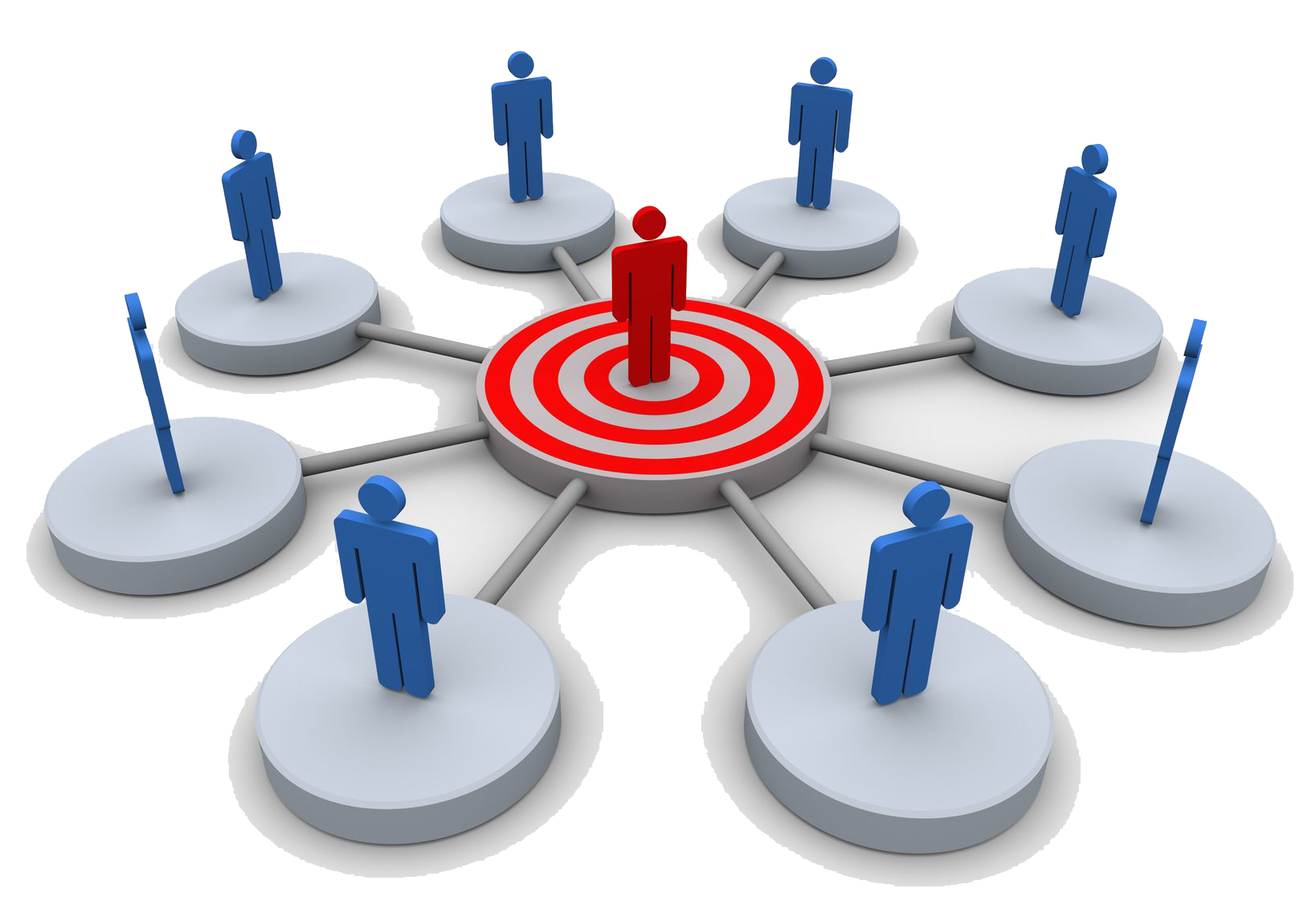 Red Figure on Bullseye Target Network Hub