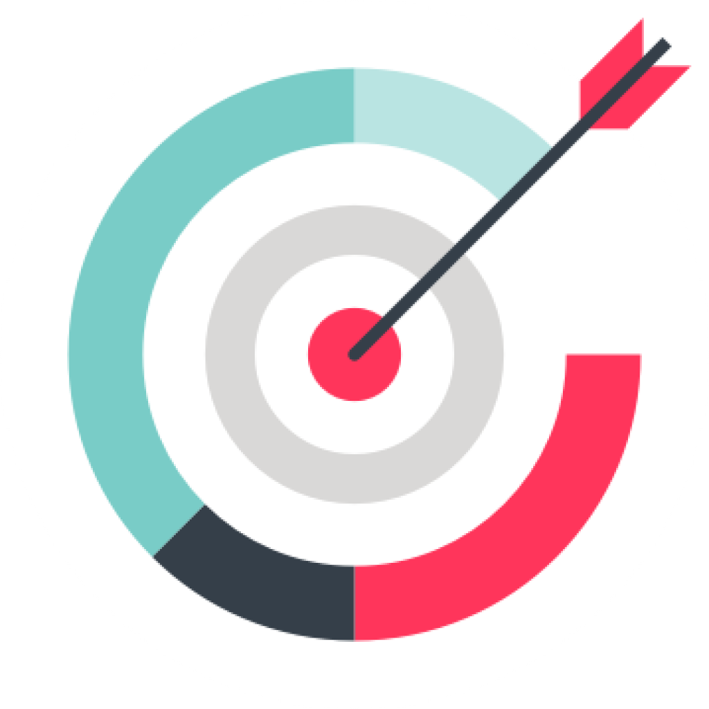 Flat Target Icon with Arrow in Teal and Coral