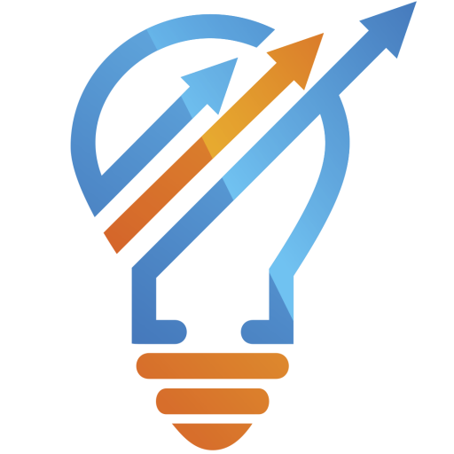 Light Bulb Outline Made of Blue and Orange Arrows
