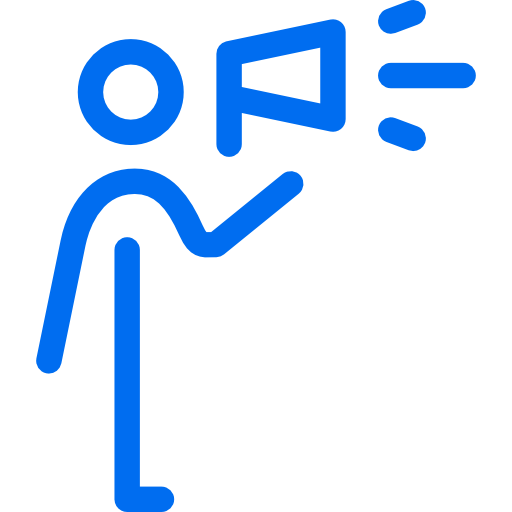 Blue Line Icon of Person with Megaphone