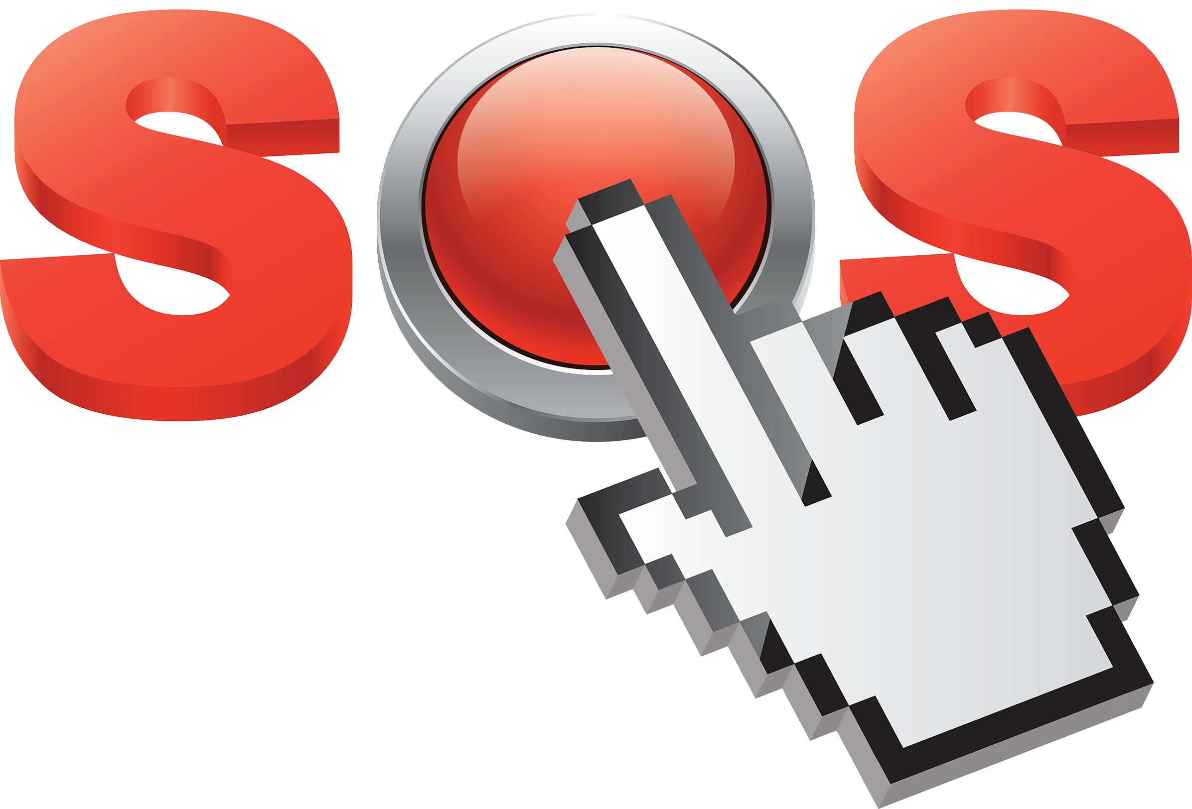 Red 3D SOS Letters with Glossy Button
