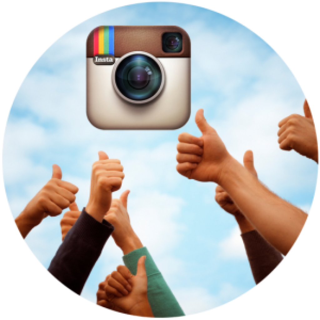 Instagram Camera Icon with Thumbs-Up Hands