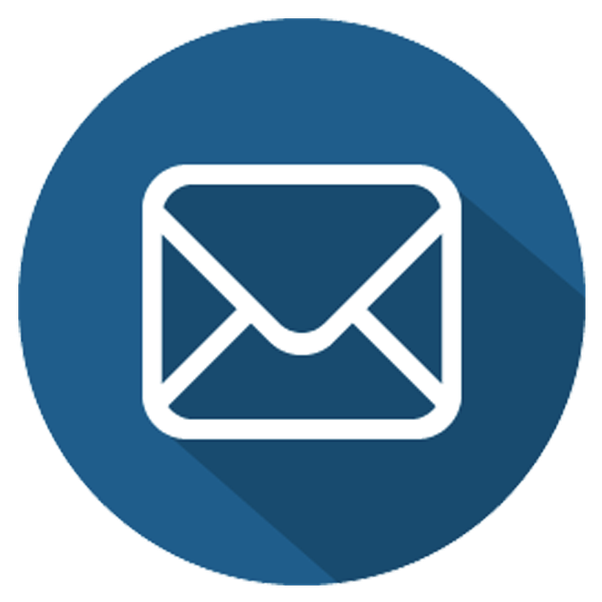 White Envelope Mail Icon on Dark Blue Circle
